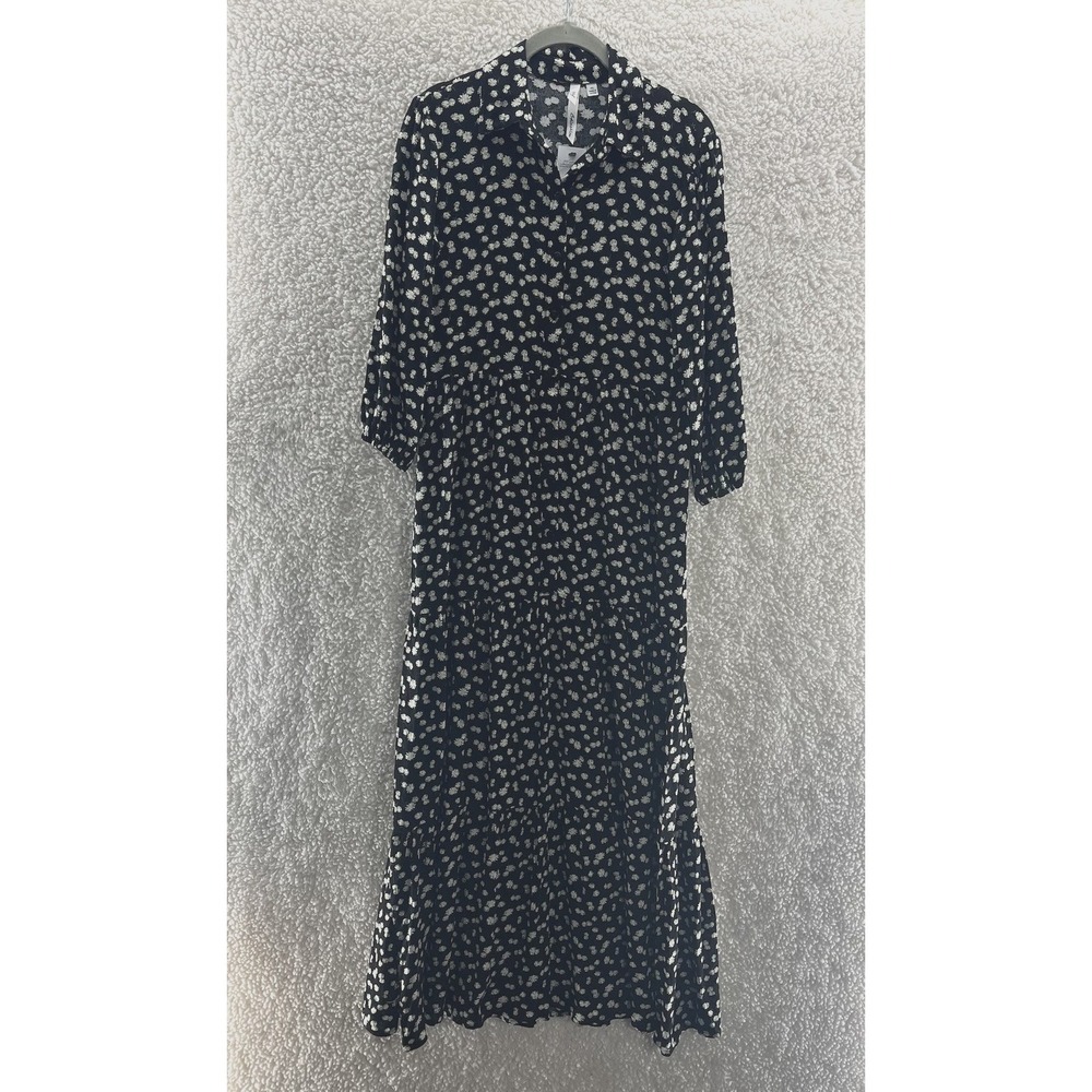 NY Collection Maxi Dress Womens Petite Small 3/4 Sleeve Floral Preppy Hippie NWT